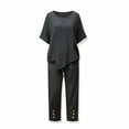 thumbnail image 7 of Cagogo Women Plus Size 2 Piece Shorts Set Casual Summer Cruise Outfits Loose Round Neck Tshirt Wide Leg Pants Matching Lounge Tracksuits Boho Beach Travel Airport Clothes, Black 2XL, 7 of 7