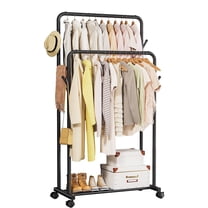 LazySpin Clothes Racks for Hanging Clothes with Wheels, Black