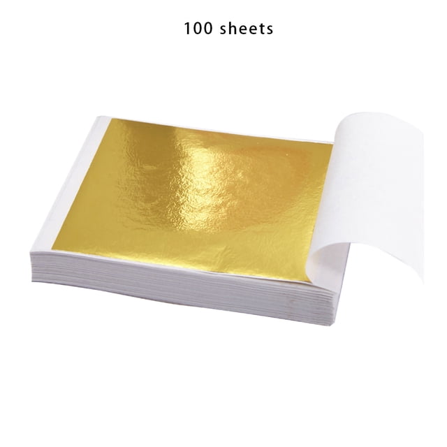 Hoja de papel de aluminio Pared de la oficina en casa Bricolaje Dorado Papel de lámina de cobre Caja de regalo Decoración de la caja, Oro 100 Piezas Jumpingount HA001893-01