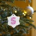 thumbnail image 7 of 3drose, Girls Pink Letter S, 3 inch Snowflake Porcelain Ornament, 7 of 7