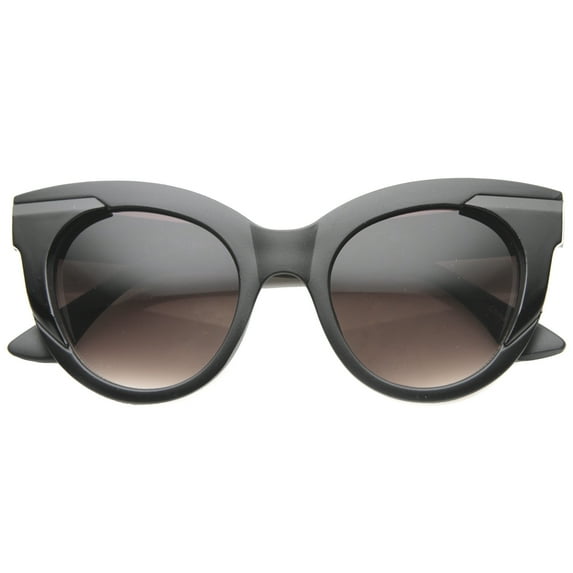 sunglassLA Unisex Women's Two-Toned Chunky Frame Wide Temple Cat Eye Sunglasses 49mm (Black-Black / Lavender) - 49mm