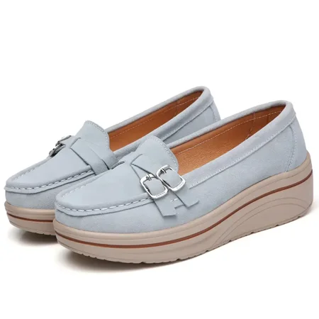 

Women‘s Platform Loafers Lightweight Buckle Decor Slip-on Casual Shoes
