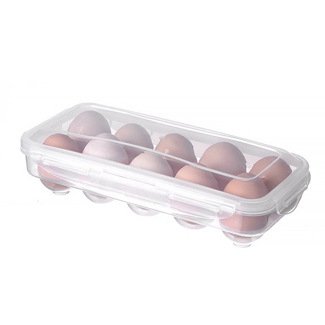 Inteprter Portahuevos TureClos Caja de bandeja de huevos para refrigerador con tapa Contenedor de almacenamiento de plástico apilable transparente Almacenamiento y organización del hogar 10 celdas Inteprter HA005023-01