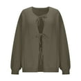 thumbnail image 4 of ClodeEU Women's Tie Front Bow Cardigan Sweaters ,Long Sleeve Ribbed Knit Trendy Sweater,Fall Loose Sweater Tops Army Green,Womens Plus S, 4 of 8
