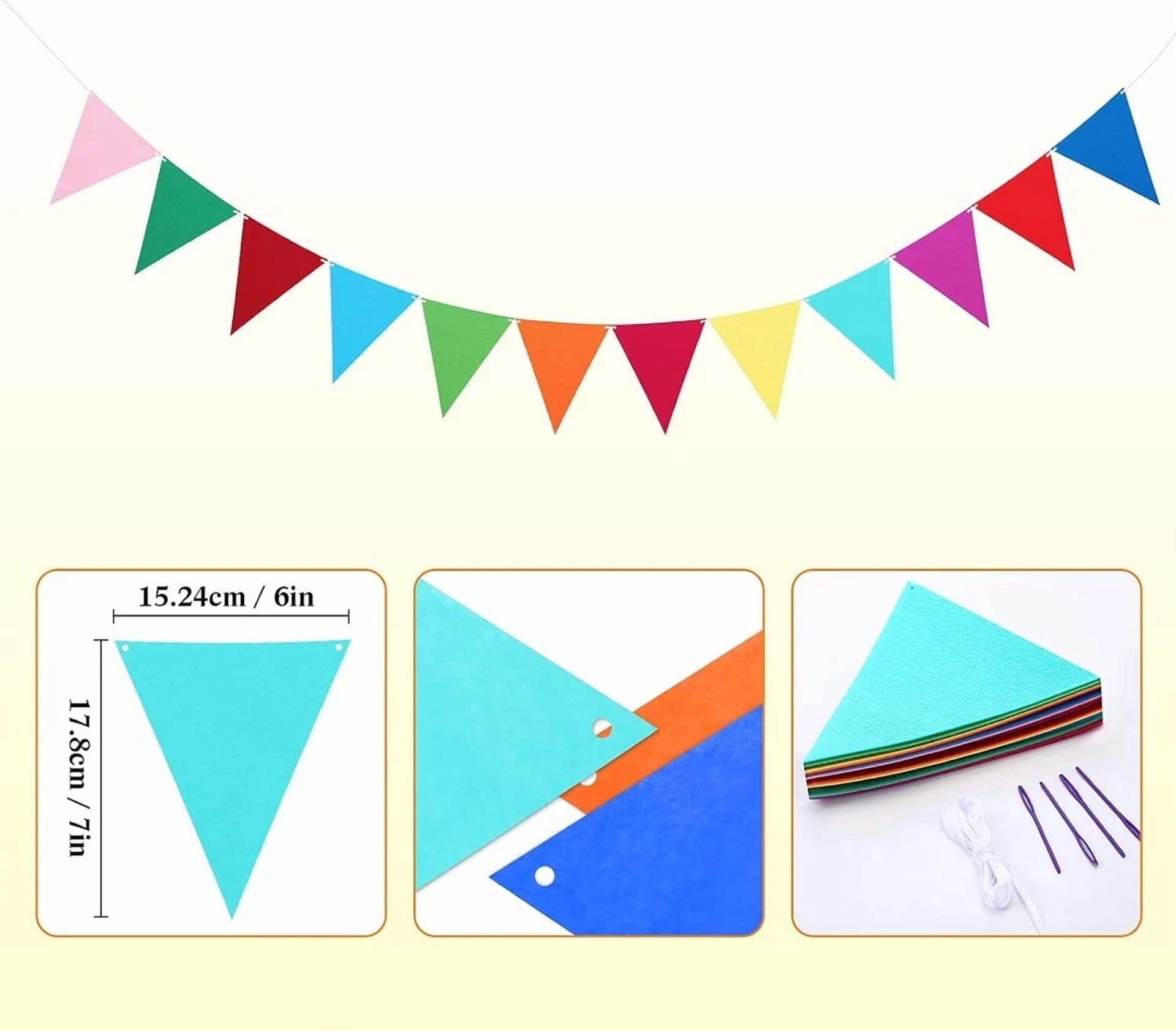 4Pcs Happy Birthday Banner Colorful Birthday Party Decor Rainbow Felt Garland