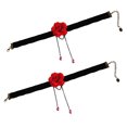 thumbnail image 3 of 2PCS Ribbon Female Necklace Red Rose Clavicle Chain Neck Chain(Black Red), 3 of 8