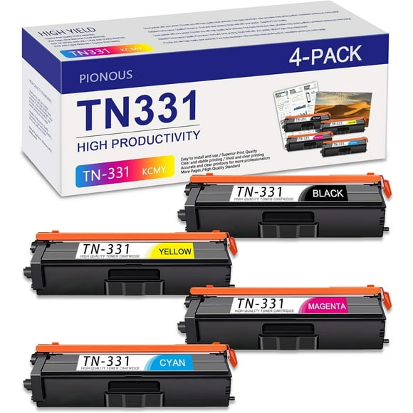 TRAHOO-TN331 TN-331 4-Pack Toner Cartridge High Yield lbK/C/M/Y Replacement for Brother TN 331 HL-L8250CDN HL L9200CDW/CDW MFC-L8600CDW MFC-L8850CDW MFC-L8650CDW MFC-L9550CDW DCP-L8400CDN Printer Ink