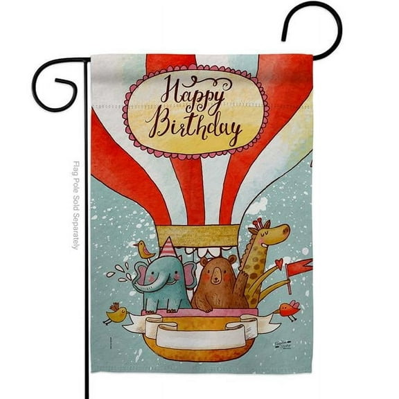 Angeleno Heritage G130329-BO Birthday Cheers Celebration Double-Sided Decorative Garden Flag, Multi Color