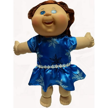Cabbage Patch Preemies - Doll Clothes Superstore Satin Doll Dress With Snowflake Print Fits Preemie Cabbage Patch Kid dolls.