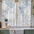 thumbnail image 2 of Blue Beige Floral Kitchen Curtains, Vintage Smear Abstract Art Light Filtering Window Curtain Panels, 2Pcs Rod Pocket Window Treatments Set for Living Room Bathroom Bedroom 42x63 Inches, 2 of 9