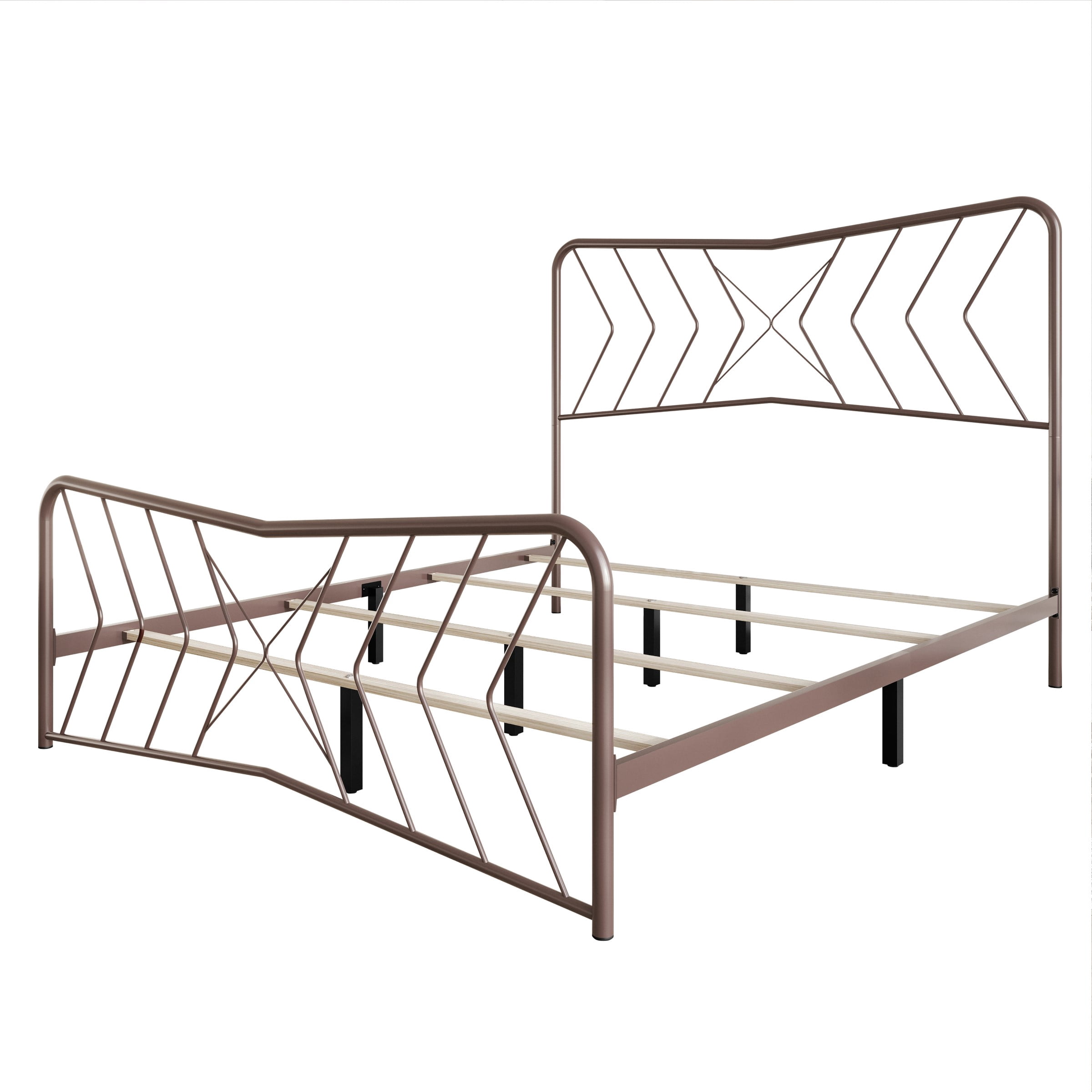 Home Design Rosette Queen Metal Bed – Pink, Durable Queen Bed