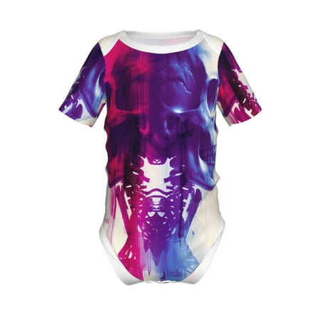 

Lukts Dual Skulls Colorful Fusion Print Baby Short Sleeve Romper Onesie for Newborn Baby Boys and Girls-9M