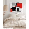 thumbnail image 3 of Black Red Geometric Wall Art for Living Room,Canvas Picture Wall Decor for Bathroom Bedroom,Red White Abstract Art Modern Painting Artwork for Office Kitchen Hallway Dining Room Home Decor 16"x20", 3 of 8