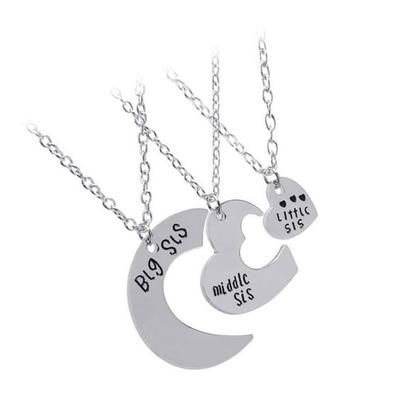 Luxshiny Puzzle Heart Pendant Necklace Sister Jewelry Set for Graduation and Special Occasions 3 Pieces