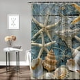 thumbnail image 2 of Chilfamy  Beach Shower Curtain Seashell Beach Theme Starfish Shell Waterproof Fabric Bathroom White, 2 of 7