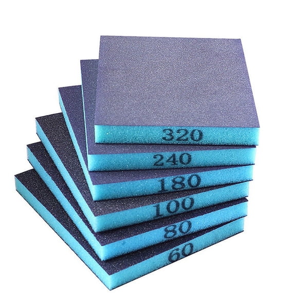 6Pcs Sanding Sponge, 60/80/100/180/240/320 Grit, Double Sided Sanding Block, Wet and Dry Dual Use for Wood Metal Wall,6 x Sanding Sponge,Photo Color