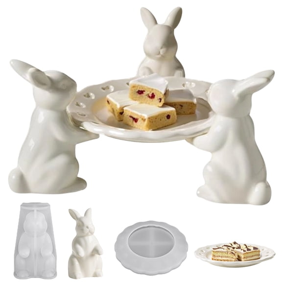 Easter Bunny Silicone Molds - Reusable Flexible Molds for Plaster Casting & Resin Craft, Festive Spring Easter DIY Decoration Making Tool