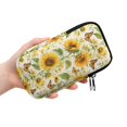 thumbnail image 2 of SEANATIVE Double Compartment Eyeglasses Case Shockproof Glasses Case Anti-Scratch Lightweight Sunglasses Pouch Portable Eyewear Storage Pouch with Zipper, Sunflower Butterfly Print, 2 of 7
