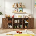 thumbnail image 5 of Wirrytor Fluted Sideboard Cabinet with Storage and Adjustable Shelves, Buffet Cabinet with Storage Cabinet, Fluted Carved Kitchen Cabinet, Dining Living Room Walnut, 5 of 8