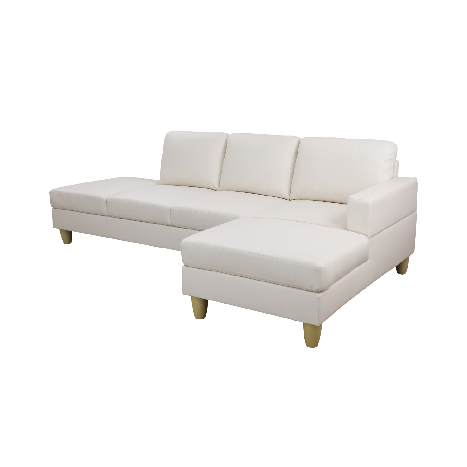 Hommoo Faux Leather Living Room Furniture Set, L-Shaped Sectional Couch Sofa for Apartment/Upstairs Loft/Living Room, 16.5'' Back Height, White(No Ottomans)