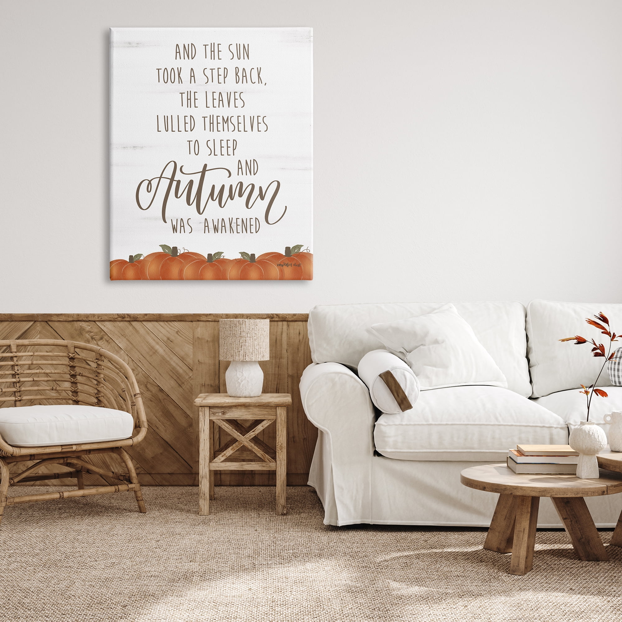 Stupell Industries Autumn Awakened Phrase Inspirational Painting Gallery Wrapped Canvas Print Wall Art, 36 x 48