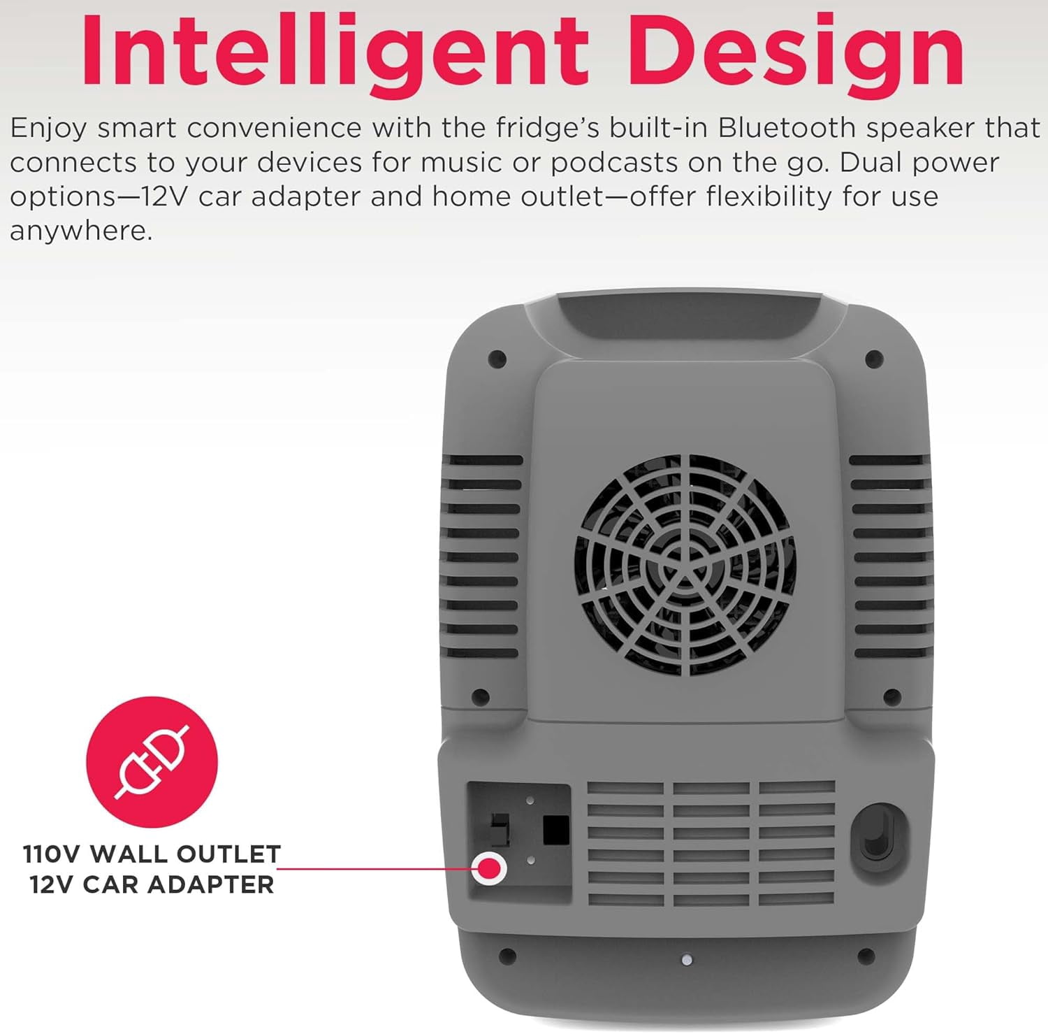 Retro  Fridge Cooler with  Speaker, 4L Portable Beverage Chiller for Car or Desk -