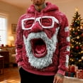 thumbnail image 2 of Men's Christmas Flannel Hooded Sweatshirt Winter Warm Lined Pullover Casual Streetwear Top With Front Pocket Red L, 2 of 5