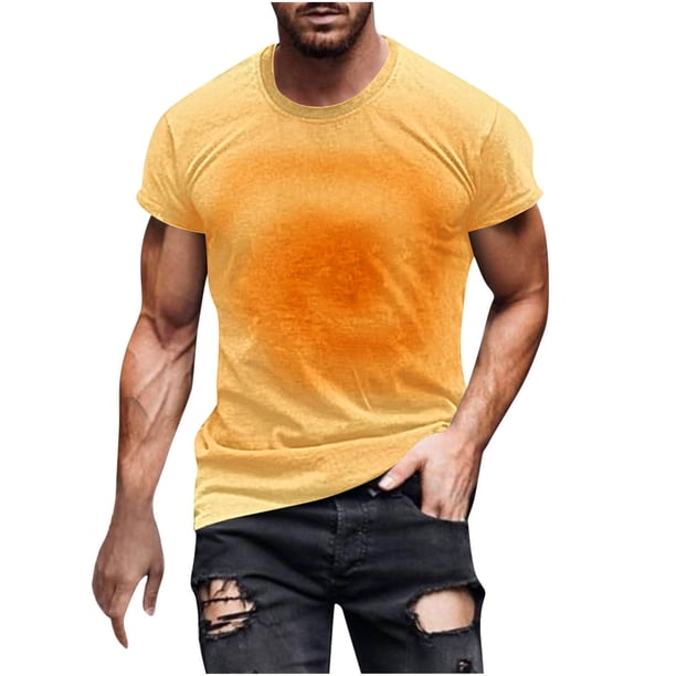 Camisetas de Manga Corta para Hombre Imprimir Deportes Camiseta de Cuello Redondo de Manga Corta, Blusa de Poliéster de Algodón Casual