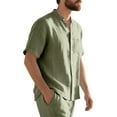 thumbnail image 5 of ZZwxWA Mens Button Down Cotton Shirt Short Sleeve Casual Linen Untucked Shirts Summer Beach Vacation Tops with Pocket 50% Off Clear, 5 of 7