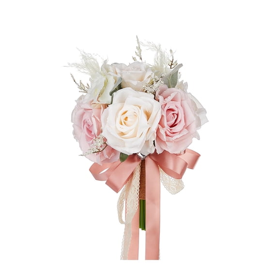 S SERENABLE Wedding Bouquet Bridal Bouquet Elegant Artificial Flowers Holding Bouquet for Valentine's Day Bridal Shower Anniversary Party Pink