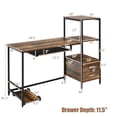 thumbnail image 2 of Gymax Bureau d'Ordinateur Poste de Travail pour Gaming avec Support Mobile et Tiroir Brun Rustique, 2 of 10
