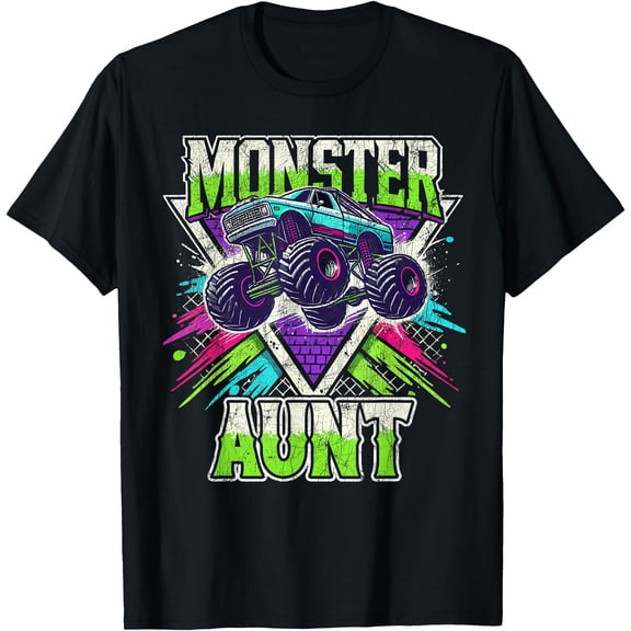 Matching Monster Truck Costume, Jam Birthday Monster Aunt T-Shirt