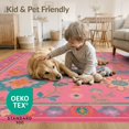 thumbnail image 4 of ODIKA 8'x10' Washable Area Rug Pink Vibrant Floral Symphony Design Elegant Garden Motifs with Intricate Border Detail for King Size Bedroom Under Bed, Master Suite, Non-Shedding, Easy Care, 4 of 7