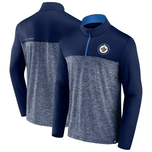 Men's Fanatics Navy Winnipeg Jets Iconic Defender Quarter-Zip Jacket