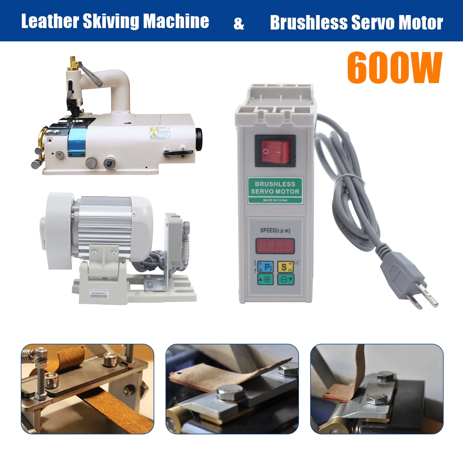 Loyalheartdy SM-801 Electric Leather Skiving Thinning Machine Industrial Leather Shovel Skin Cutter Tool for Leather Shoes Gloves Belts Thining 1200RPM 50mm