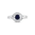 thumbnail image 2 of Sterling Silver Womens Round Synthetic Blue Sapphire Solitaire Diamond Ring 5/8 Cttw, 2 of 4