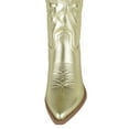 thumbnail image 4 of TOP MODA Women Cowgirl Cowboy Western Stitched Boots Pointy Toe Knee High Side Zipper Gold 6.5, 4 of 4