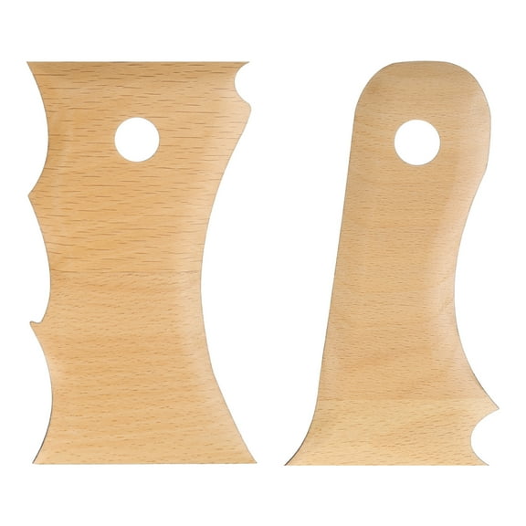 Uxcell 2pcs Pottery Ribs Trimming Tools Beech Pottery Profile Curved Big Wave Design
