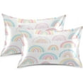 thumbnail image 2 of GZHJMY Cartoon Rainbow Satin Pillowcase, Soft Breathable Silk Pillow Case with Envelope Closure for Hair and Skin, Standard Size 26 x 20 Inch Home Decor, 2 of 7
