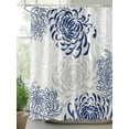 thumbnail image 2 of Fsddascl Blue White Shower Curtain Set - Standard 72" x 72" Washable Bathtub Curtain with 12 Hooks, Abstract Grey Chrysanthemum Flower Floral Waterproof Fabric Stall Shower Curtains for Bathroom, 2 of 6