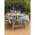thumbnail image 2 of Outdoor Tablecloth with Umbrella Hole and Zipper, Christmas Rectangle Table Cloth 54x80 Inch Waterproof Tablecloth, Snowman Poinsettia Snowy Pine Leaves Wooden Picnic Table Cover for Patio Camping, 2 of 7