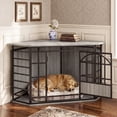 thumbnail image 4 of Fowroa 52 Inch Wooden Corner Dog Crate Furniture, Indoor Decorative Dog Kennel for Large Dogs, Gray, 4 of 13