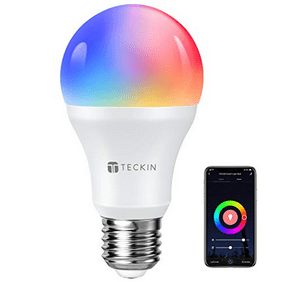 Teckin Smart Light Bulbs 7.5W 800LM E26 LED Dimmable Wi-Fi RGB Colorful Light Bulbs with Remote Control Voice Control, 1 Pack