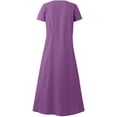 thumbnail image 5 of Women's Plus Size Summer Causal Dresses Short Sleeve Cotton Linen Dress Scoop Neck Ruffle Flowy Beach Baggy Maxi Sun Dresses Sundress Pocket, 5 of 5