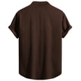 thumbnail image 5 of VEKDONE Men's Button Down Shirts Summer Short Sleeve Collared V Neck Tee Casual Solid Color Loose Fit Business Work Tops Coffee XXL, 5 of 6