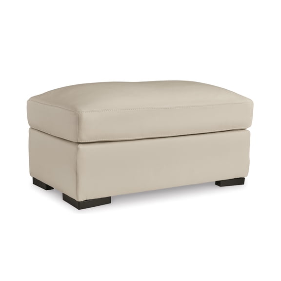 Signature Design by Ashley Treasure Trove Leather Match Ottoman, Contemporary Accent, Almond