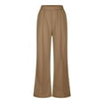 thumbnail image 5 of qolati Womens Wide Leg Sweatpants Baggy Lightweight High Waisted Workout Pants Casual Comfy Lounge Pants Trousers with Pockets 2024 Khaki S 4, 5 of 5