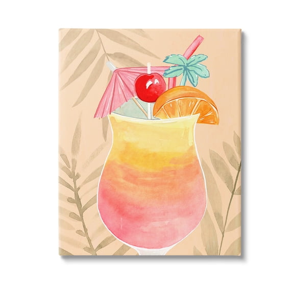 Stupell Industries Tropical Mixed Drink Food & Beverage Painting Gallery Wrapped Canvas Art Print Wall Art, 16 x 20