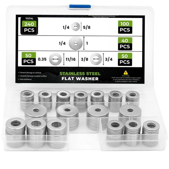 Kit surtido de arandelas Brexxty de acero inoxidable 304 (240 piezas)