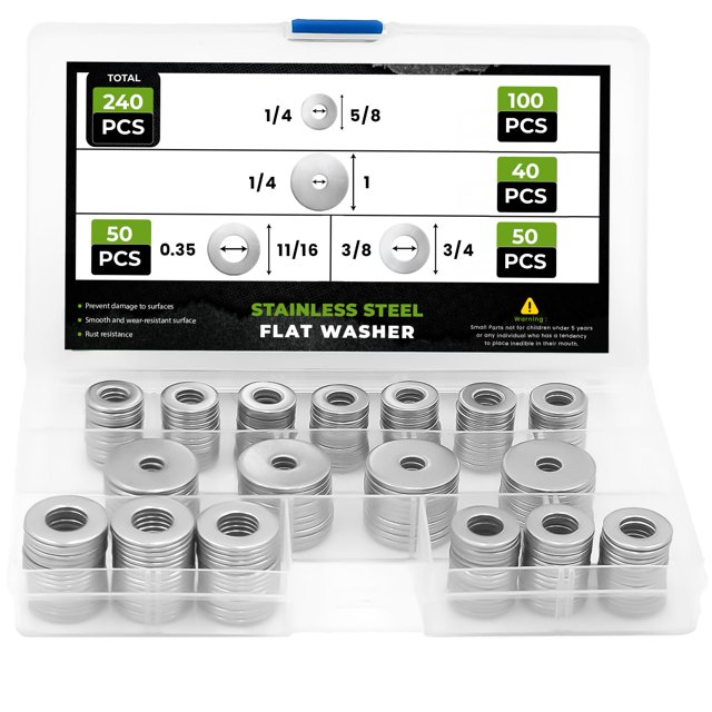 Kit surtido de arandelas Brexxty de acero inoxidable 304 (240 piezas)